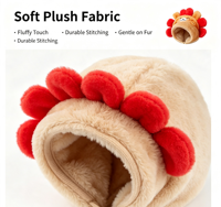 Chapeau en peluche Crinière de lion pour animaux de compagnie, accessoire de costume mignon de dessin animé pour petits chats, doux et confortable, idéal pour les photos, les fêtes et le déguisement quotidien