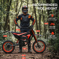 X1 Spark M Moto tout-terrain électrique sans balais 4500W, vitesse 50 MPH, double suspension, autonomie >60 km, VTT tout-terrain