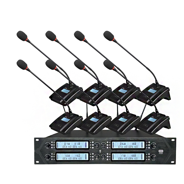UHF 8 Channel Wireless Desktop Conference Microphone Goose Neck Microphone for Meeting Speech Stage Performance Host