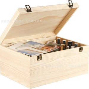 <b>Retro</b> Wooden Storage Box Square Solid Wood With Lock Jewelry <b>Gift</b> Box Covered Decorative - Product Image 1