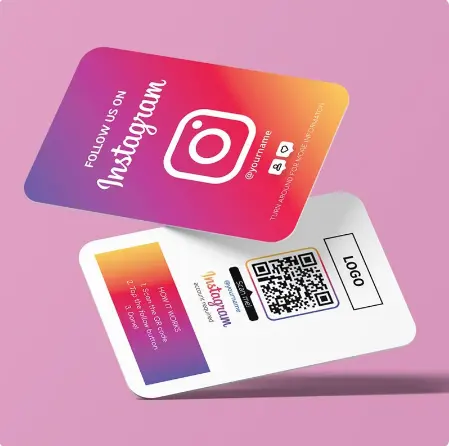 Minimalist Professional Photo Square and Social Media Custom Instagram Influencer Vlogger Photo Card Thank You Card With QR Code