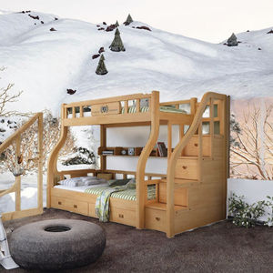 Cadre <span class=keywords><strong>de</strong></span> <span class=keywords><strong>lit</strong></span> superposé en <span class=keywords><strong>bois</strong></span> massif avec tiroirs <span class=keywords><strong>de</strong></span> rangement garde-corps <span class=keywords><strong>sculpté</strong></span> à la main Design moderne pliable caractéristique prix bon marché - Product Image 3