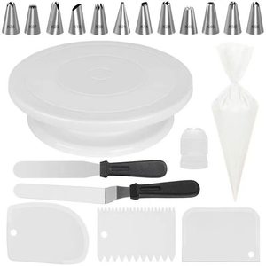Profesyonel Tasarımcı Pasta Süsleme Araçları Seti, Sanatsal Sıkma Uçları ve Ağır Hizmet Tipi Döner Pasta Standları ile - Product Image 3