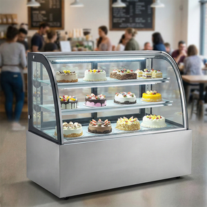 <span class=keywords><strong>Vitrine</strong></span> réfrigérée rotative à gâteaux à 4 côtés en verre, <span class=keywords><strong>vitrine</strong></span> <span class=keywords><strong>ronde</strong></span> verticale - Product Image 1