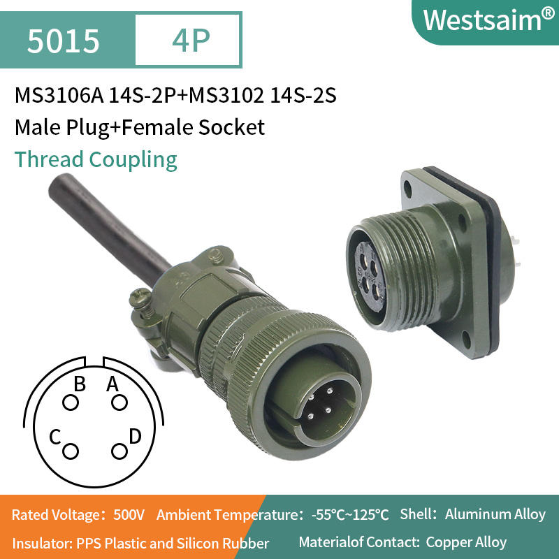 MS3106A 14S-2P + MS3102 14S-2S Prise mâle + prise femelle
