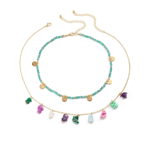 Rural Ethnic Style <strong>Colorful</strong> Turquoise Versatile Necklace for Women Retro Layered Rice Bead Sweet Cool Collarbone <strong>Chain</strong> - Product Image 6