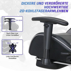 <span class=keywords><strong>Chaise</strong></span> de jeu gamer en cuir noir, entièrement inclinable, avec roulettes, fonction massage, 150 kg, fabrication allemande, best-seller, nouveau modèle élégant. - Product Image 3