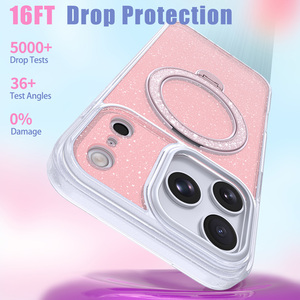 <span class=keywords><strong>Coque</strong></span> transparente anti-chute avec support rotatif magnétique en titane pour iPhone 18 Pro Max, 17 Pro et 16 Plus – Nouveauté - Product Image 3