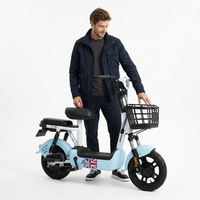 Vélo électrique à cadre basse avec panier avant et siège passager arrière pour adultes, idéal pour les trajets urbains