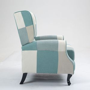 Sillón Individual Moderno <span class=keywords><strong>de</strong></span> Lujo para Sala <span class=keywords><strong>de</strong></span> Estar, Tela Resistente con <span class=keywords><strong>Rayas</strong></span> Azules, Respaldo <span class=keywords><strong>de</strong></span> Madera, Mueble Suave para el Hogar - Product Image 3