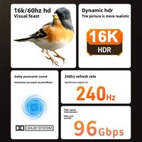 Câble professionnel 16K tressé plaqué or 96 Gbit/s 2.2 compatible HDMI pour PS4, Blu-ray, 8K 60Hz, 4K 120Hz