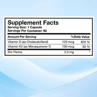 Complément vitaminique le plus vendu pour soutenir le système immunitaire et la santé cardiaque, capsules de vitamine D3 K2 avec Bio Perine