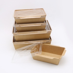 Biologisch Afbreekbaar Kraft Voedsel Container Water Proof Papier Lade Met Plastic Deksel