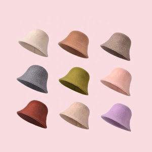 Wholesale Costume Bucket Hat Fashion Round Woollen <strong>Cap</strong> <strong>Winter</strong> Keep Warm Wool Hat Casual Bucket Hats - Product Image 1