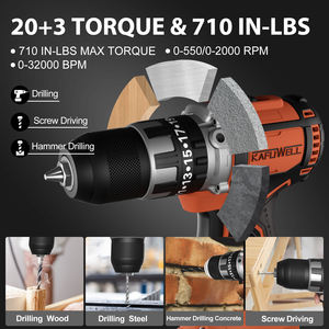 KAFUWELL PA4539H mesin bor nirkabel, bor kekuatan Lithium 20v, kemudi bertenaga baterai besar, mesin bor nirkabel - Product Image 4