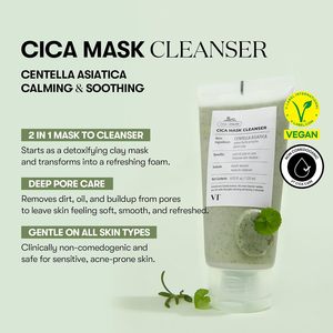 Detergente Viso VT CICA Mask 4.05 Fl Oz con Centella Asiatica, Cura dei Pori, Esfoliante e Idratante - Product Image 2