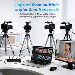 Tarjeta de Captura HDMI 4K60 de 4 Canales, 4 Entradas y 1 Salida, Tarjeta de Captura de Video USB UVC con Salida HDMI de 4 Canales - Product Image 3
