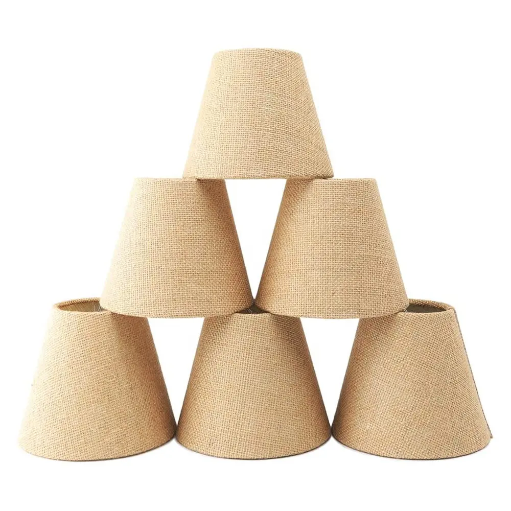 JLS-B08 Durable Small Mini lampshade fabric Set of 6 Chandelier Clip-On Linen Shades