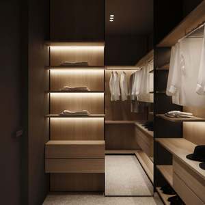 Clóset Moderno Minimalista Personalizado con Iluminación LED y Unidades de Cajones para Soluciones de Almacenamiento de Dormitorio de Lujo, Armario en Forma de L - Product Image 6