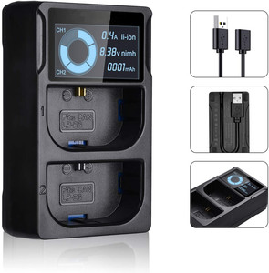 Chargeur de batterie LCD LP-E6 LP-E6N à double fente pour <span class=keywords><strong>Canon</strong></span> <span class=keywords><strong>EOS</strong></span> 5D Mark II III et IV, 70D, 5Ds, 6D, 5DsR, 80D, 7D et 7D Mark II, <span class=keywords><strong>EOS</strong></span> - Product Image 5