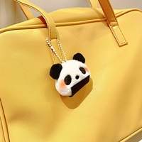 Porte-clés en peluche visage de panda mignon, mini poupée en peluche panda sushi, pendentif de sac Kawaii, accessoire de sac à dos, cadeau pour enfants