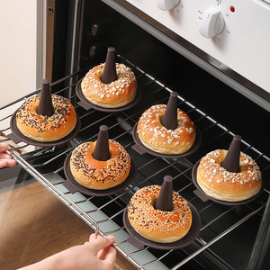 Nhà sản xuất bánh mì tròn với 3 khuôn bánh mì tròn cá nhân, màu nâu, khuôn bánh rán, bộ khuôn bánh mì tròn, khuôn silicon hình nón để nướng - Product Image 5