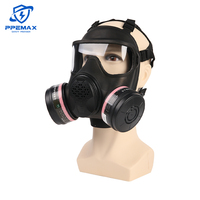 Masque respiratoire intégral en caoutchouc réutilisable avec lentille en polycarbonate, connexion à vis et double ports RD40 intégrés pour gaz toxiques