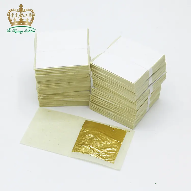 4.33*4.33cm 99.99% Ouro Feito Genuine 24Karat Pure Gold leaf Foil Paper Para Decoração De Alimentos E Cuidados Com A Pele Comestível Folhas De Folhas De Ouro