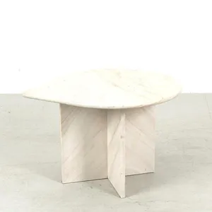 organic shape Vintage Coffee Table in Natural beige Stone factory directly smart end tables