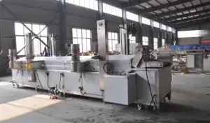 Oil Water Mixture Type Frying Machine / Belt Conveyor Automatic Continuous Fryer / Continuous Belt Fryer
