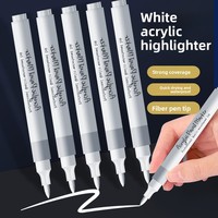 Marqueur acrylique permanent blanc, surligneur et stylo de traçage à pointe souple/dure pour papier, papeterie DIY et journalisation