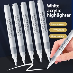 Pennarello Acrilico Permanente <span class=keywords><strong>Bianco</strong></span> e Penna per Evidenziare e Contornare con Punta Morbida/Dura per Carta - Fai da Te, Cancelleria e Journaling - Product Image 1
