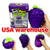 USA Warehouse Bloemgevulde Reuze Druivenknijp-speelgoed TPR Realistisch Fruit Jumbo Druiven Squishy Stressbal voor Angstverlichting