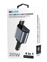 Vente en gros Chargeur rapide de voiture rétractable 4-en-1 PD personnalisé Chargeur mobile multifonction 20W de puissance de sortie en matériau ABS