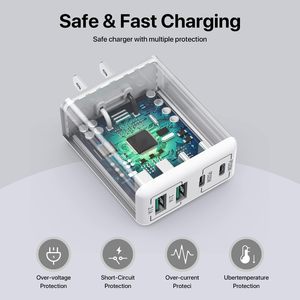 <span class=keywords><strong>Cargador</strong></span> de Pared USB C de 40 W, Bloque de <span class=keywords><strong>Cargador</strong></span> de 4 Puertos, Carga Rápida PD+QC, Enchufe de Pared, Adaptador de <span class=keywords><strong>Cargador</strong></span> Rápido Multipuerto <span class=keywords><strong>Tipo</strong></span> C para Teléfono y Tableta - Product Image 6
