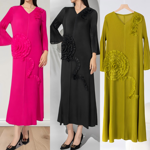 Abiti Modesti Plissettati di Design alla Moda, Colore Unito, Vestito Casual da Donna Taglia Unica, Abbigliamento per Chiesa ODM Maxi - Product Image 2