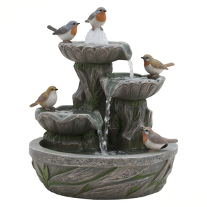 Fontaine d'eau de bureau à 3 niveaux en résine, cascade intérieure avec lumière LED, décoration de table style jardin zen - Product Image 1