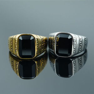 Cổ Điển Titan Thép Hợp Thời Trang Đá Quý Tùy Chỉnh Người Đàn Ông Nhẫn Đá Tự Nhiên Vòng Cho Nam Giới - Product Image 1