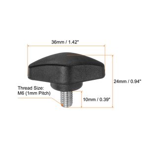 Black Tee Wing Knobs Thumb <b>Screws</b> M6x10mm Standard Male Thread Plastic T Knobs Handles Hand Clamping Knobs Grip Thumb <b>Screw</b> - Product Image 3