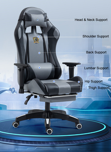 उच्च बैक स्विस कुर्सी समायोज्य एर्गोनोमिक रेसिंग गेमर चेयर फुटरेस्ट चमड़े की सामग्री मालिश सुविधा कंप्यूटर उपयोग उष्णकटिबंधीय - Product Image 4