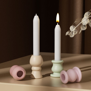 Early Riser Moule en silicone pour bougeoir à <span class=keywords><strong>colonne</strong></span> minimaliste de style européen pour base de bougie d'aromathérapie <span class=keywords><strong>et</strong></span> présentoir en plâtre - Product Image 3