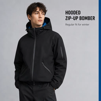 Veste à capuche réversible zippée pour homme, imperméable, à carreaux, motif patchwork, longueur décontractée pour l'hiver, taille M-L