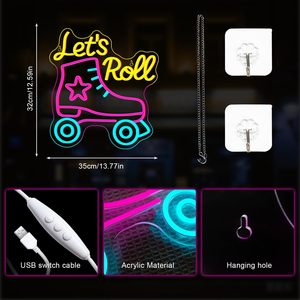 Let's Roll Letreros Neon LED indoor hanging ambient light shop <b>sign</b> wall decoration light entrance indicator light luminous <b>sign</b> - Product Image 4