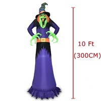 Decorazione gonfiabile di Halloween a forma di strega alta 3 metri con luci LED, per feste in giardino.