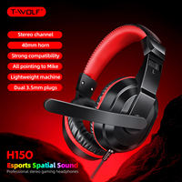 Casque de jeu filaire T-WOLF H150, casque stéréo supra-auriculaire, haut-parleur de 40 mm, microphone intégré, double prise 3,5 mm, rotation à 90 degrés, PC
