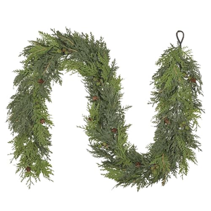 Guirlande de Noël artificielle verte de 1,8 m, réaliste, en cyprès et pin, en plastique, pour table ou cheminée - Product Image 1