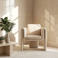 Fauteuil individuel moderne de luxe en velours crème, support de dessin technique CAO, service VIP 1-à-1, suivi de production