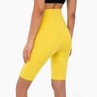 Vente en Gros Respirant Coupe Serrée Nude NULS Nylon Tissu Pêche Hanche Taille Haute Fitness Workout Gym Yoga Shorts Femmes