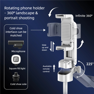 ขนาดพกพา |   ด้ามจับกล้อง DSLR+360 °   การหมุนได้+ช่องเสียบอุปกรณ์เสริม+รีโมทซูม |   Type-C ป๊อปอัพแบบกดครั้งเดียว |   ไม้เซลฟี่ขนาดเล็ก |   สำหรับการถ่ายทอดสด/ภาพถ่าย/วิดีโอบล็อก - Product Image 5