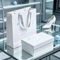 Ensemble de sacs en papier pour chaussures avec design imprimé personnalisé, écologique, boîtes d'expédition en carton ondulé avec impression de logo personnalisable